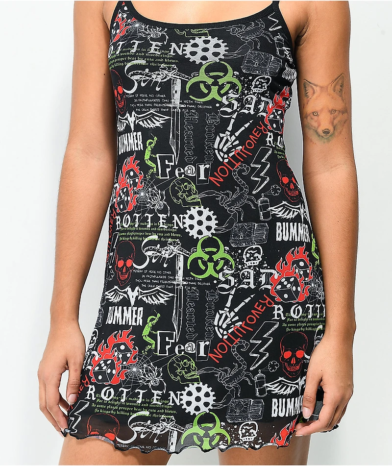 Vitriol Lyra Black Mesh Tank Top Dress