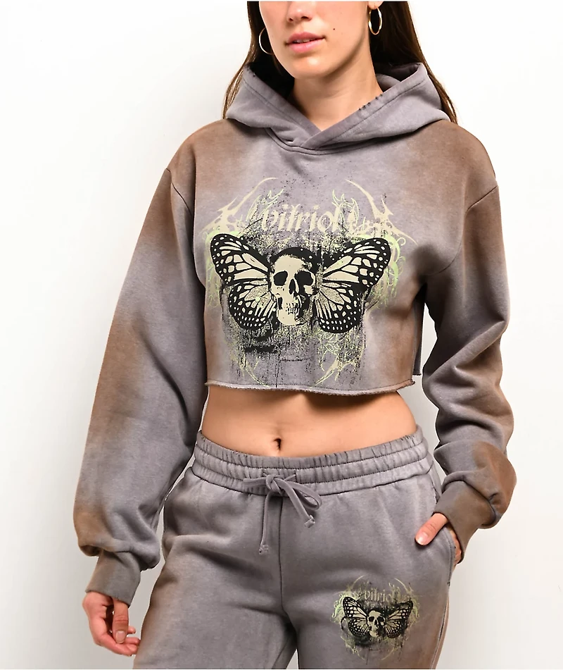 Vitriol Mitzi Grey Crop Hoodie