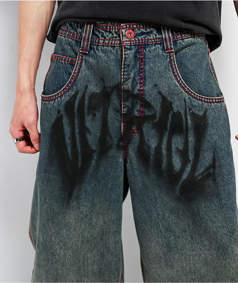 Vitriol Monster Drip Ombre Wash Ultra Wide Jeans
