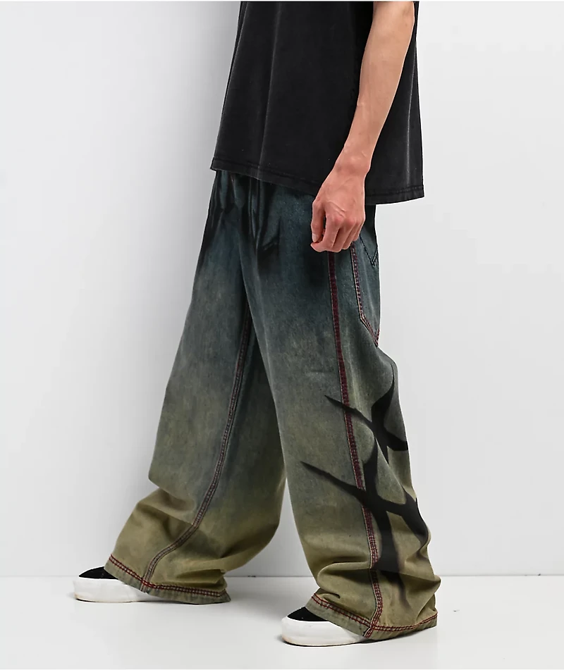 Vitriol Monster Drip Ombre Wash Ultra Wide Jeans