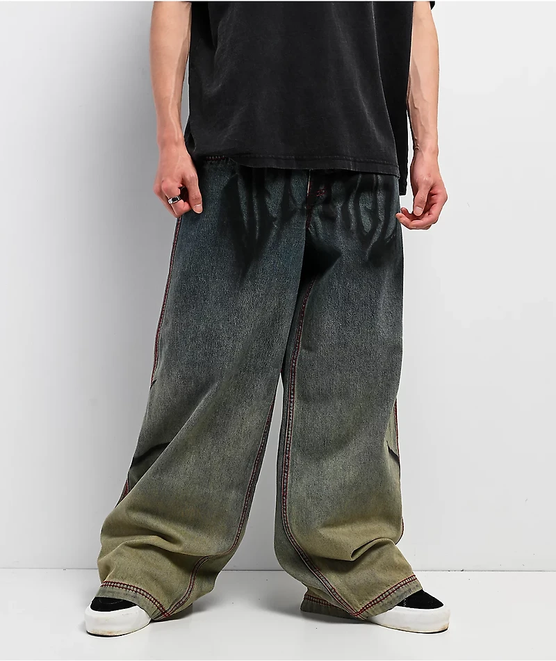 Vitriol Monster Drip Ombre Wash Ultra Wide Jeans