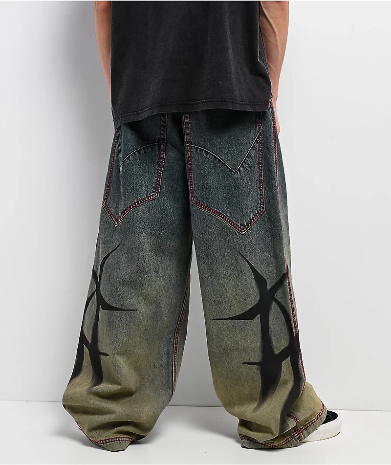 Vitriol Monster Drip Ombre Wash Ultra Wide Jeans
