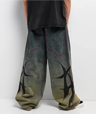 Vitriol Monster Drip Ombre Wash Ultra Wide Jeans