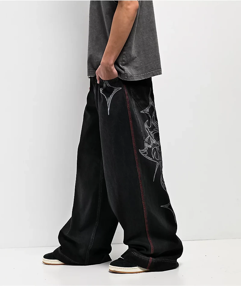 Vitriol Monster Noise Black Wide Leg Jeans