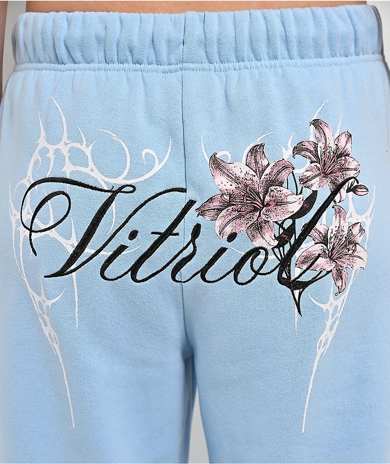 Vitriol Myla Blue Wash Wide Leg Sweatpants