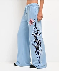 Vitriol Myla Blue Wash Wide Leg Sweatpants