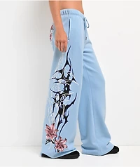 Vitriol Myla Blue Wash Wide Leg Sweatpants
