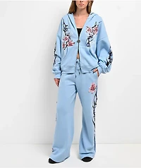 Vitriol Myla Blue Wash Wide Leg Sweatpants