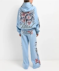 Vitriol Myla Blue Wash Wide Leg Sweatpants
