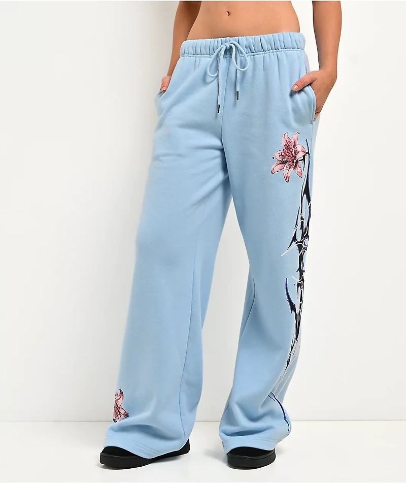 Vitriol Myla Blue Wash Wide Leg Sweatpants