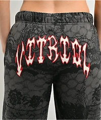 Vitriol Myla Lace Dark Grey & Black Wide Leg Sweatpants