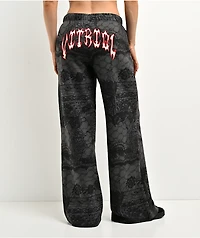 Vitriol Myla Lace Dark Grey & Black Wide Leg Sweatpants