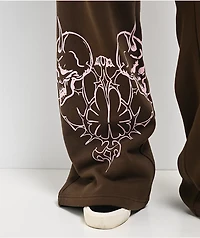 Vitriol Myla Lace Up Pink Icing Wide Leg Sweatpants