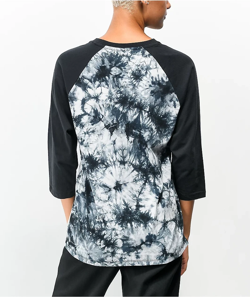 Vitriol Nolie Grey Tie Dye Long Sleeve Baseball T-Shirt