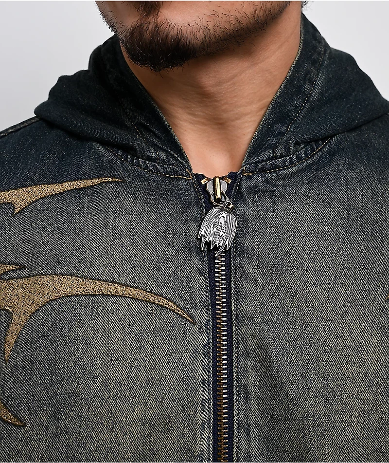 Vitriol Oblivion Blue Wash Hooded Denim Boxy Jacket