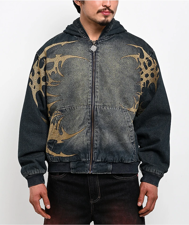 Vitriol Oblivion Blue Wash Hooded Denim Boxy Jacket