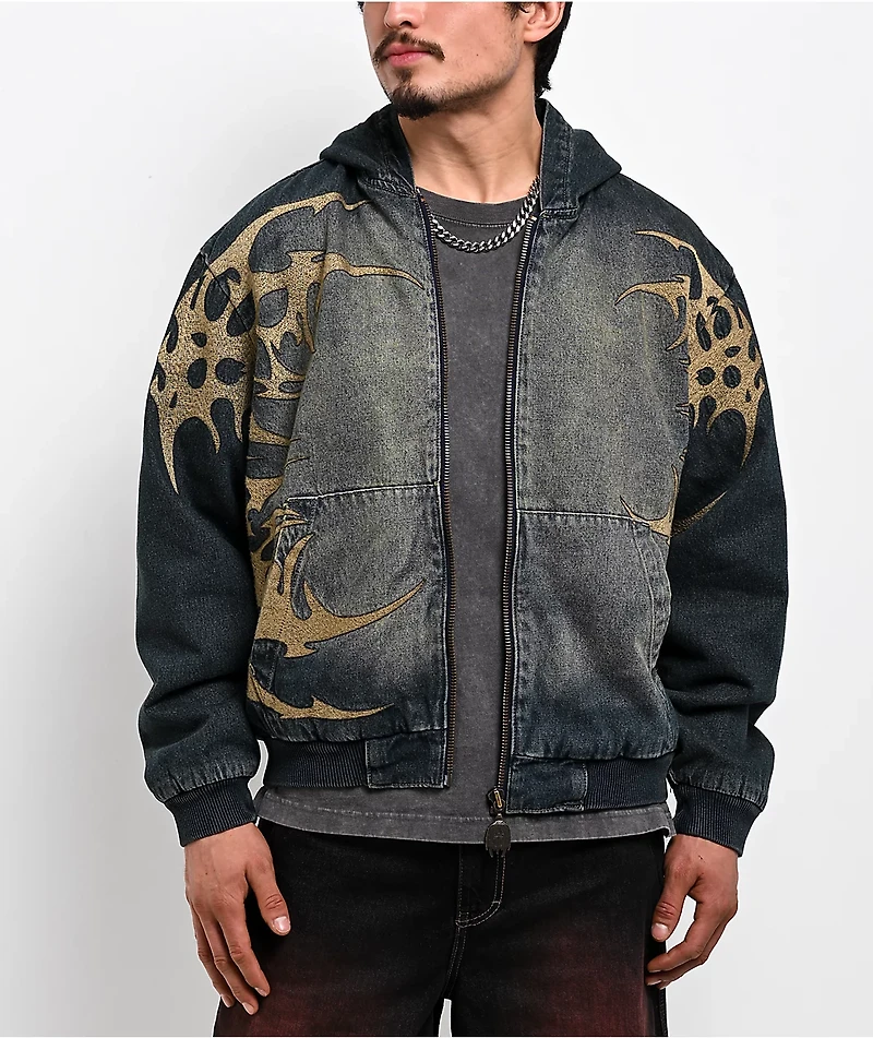 Vitriol Oblivion Blue Wash Hooded Denim Boxy Jacket