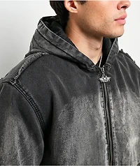 Vitriol Oblivion Grey Wash Hooded Denim Boxy Jacket
