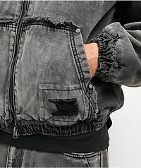 Vitriol Oblivion Grey Wash Hooded Denim Boxy Jacket