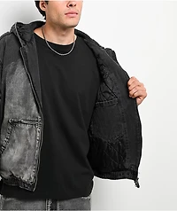 Vitriol Oblivion Grey Wash Hooded Denim Boxy Jacket