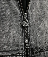 Vitriol Oblivion Grey Wash Hooded Denim Boxy Jacket