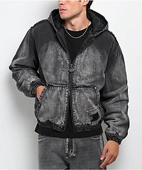 Vitriol Oblivion Grey Wash Hooded Denim Boxy Jacket