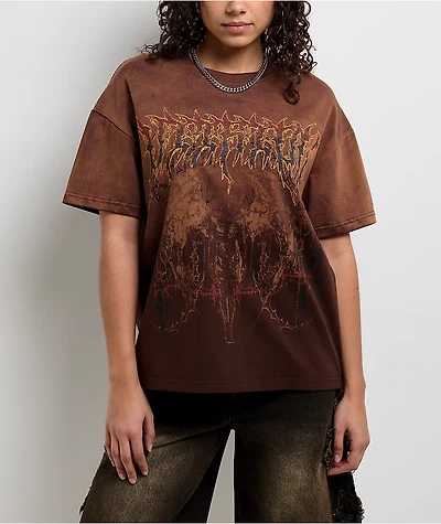 Vitriol Rae Brown Wash Boxy T-Shirt