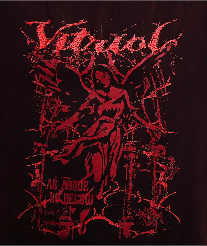 Vitriol Rae Dark Red Wash Oversized T-Shirt