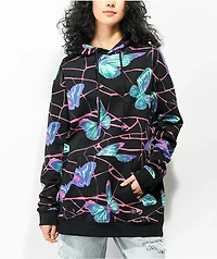 Vitriol Raye Butterfly Print Black Hoodie