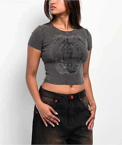 Vitriol Reina Dark Grey Crop T-Shirt