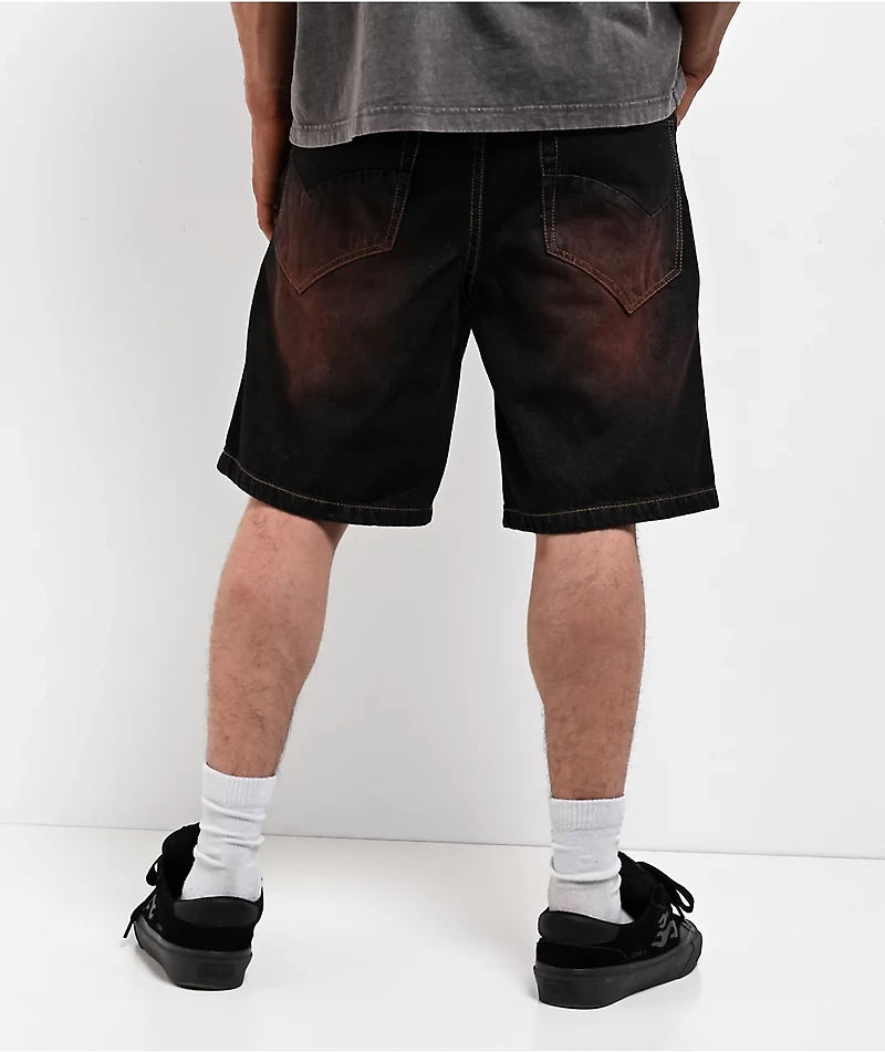Vitriol Riddle Black Wash Loose Fit Skate Shorts