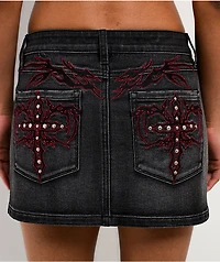 Vitriol Rose Abyss Black Wash Mini Skirt