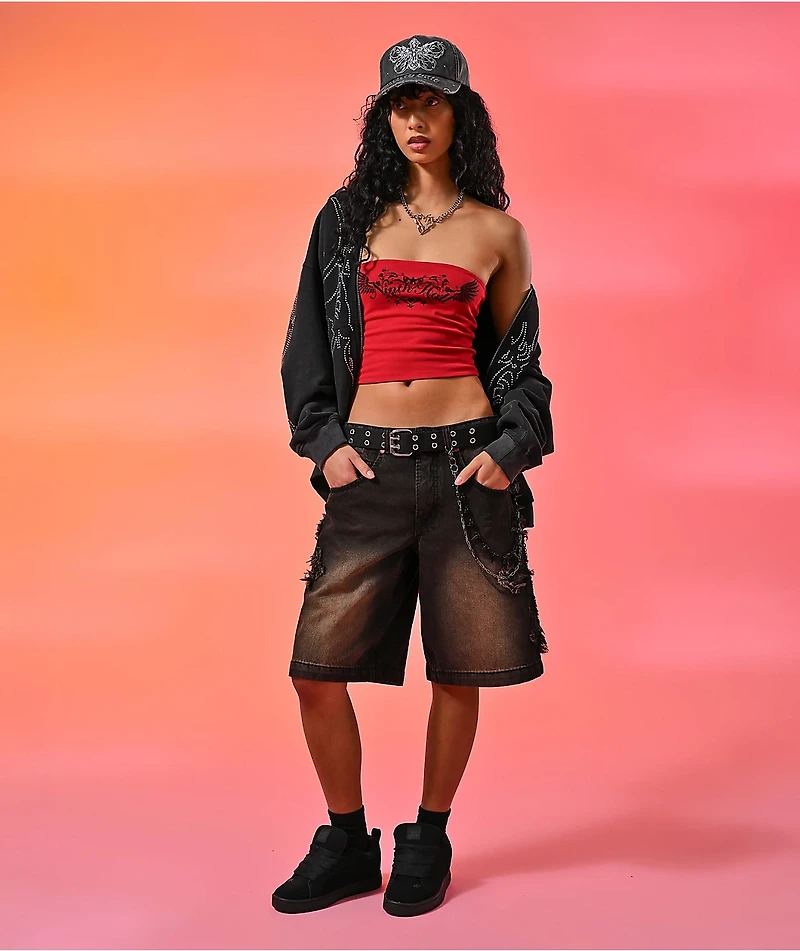 Vitriol Rowenna Gothic Black Wash Denim Shorts