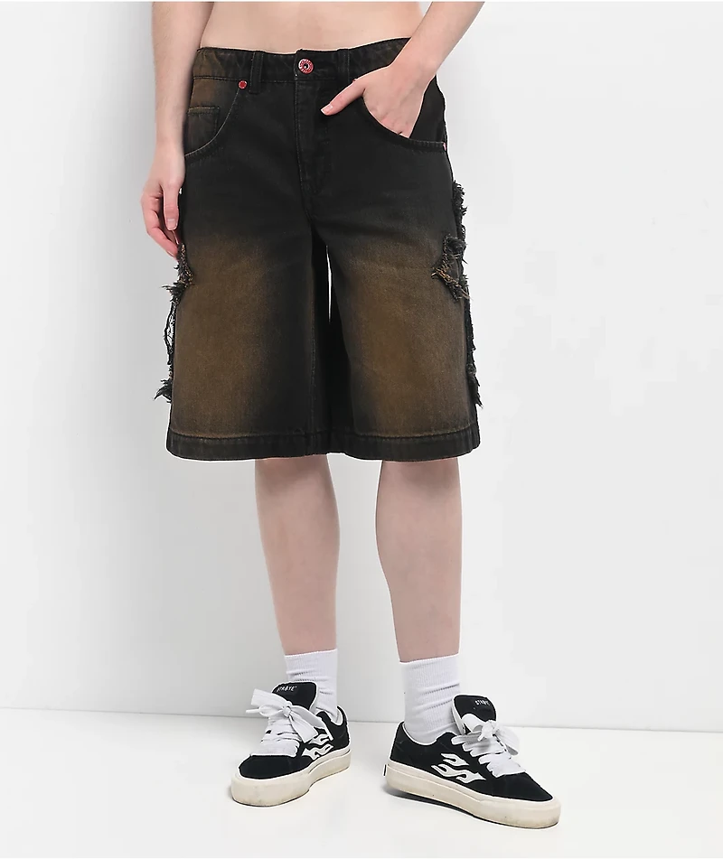 Vitriol Rowenna Gothic Black Wash Denim Shorts