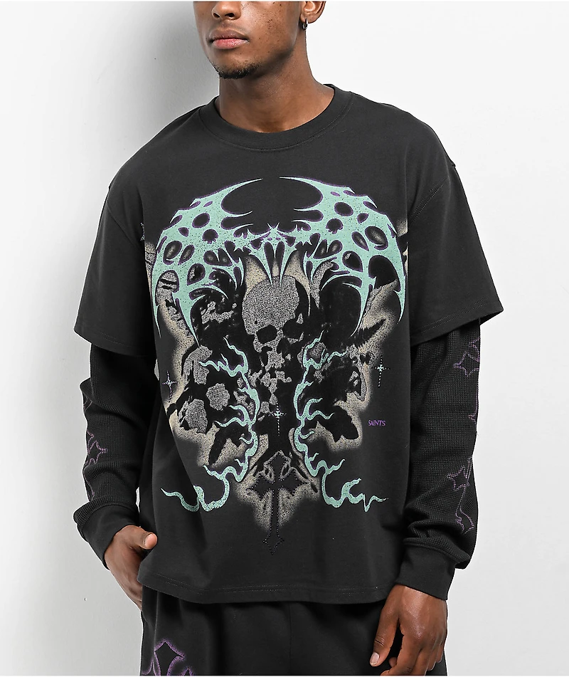 Vitriol Saint Black 2fer Long Sleeve T-Shirt
