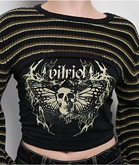 Vitriol Scarlet Black Shrug Crop Tank Top Set