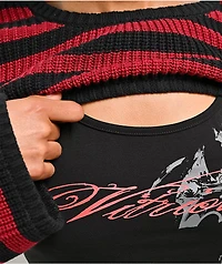 Vitriol Scarlet Stripe Black & Red Shrug Crop Tank Top Set