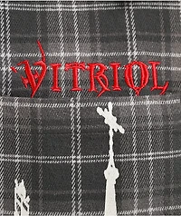 Vitriol Scorned Grey Plaid Flannel Zip Crop Shirt