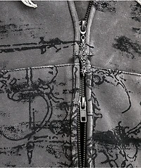 Vitriol Scrolls Grey Wash Crop Zip Hoodie