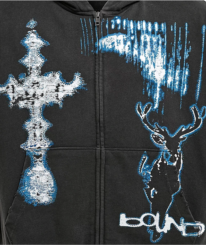 Vitriol Shadowlands Black Wash Crop Zip Hoodie