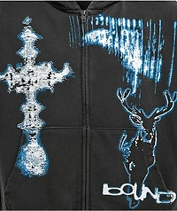 Vitriol Shadowlands Black Wash Crop Zip Hoodie
