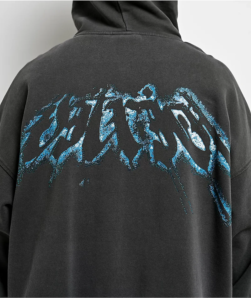 Vitriol Shadowlands Black Wash Crop Zip Hoodie