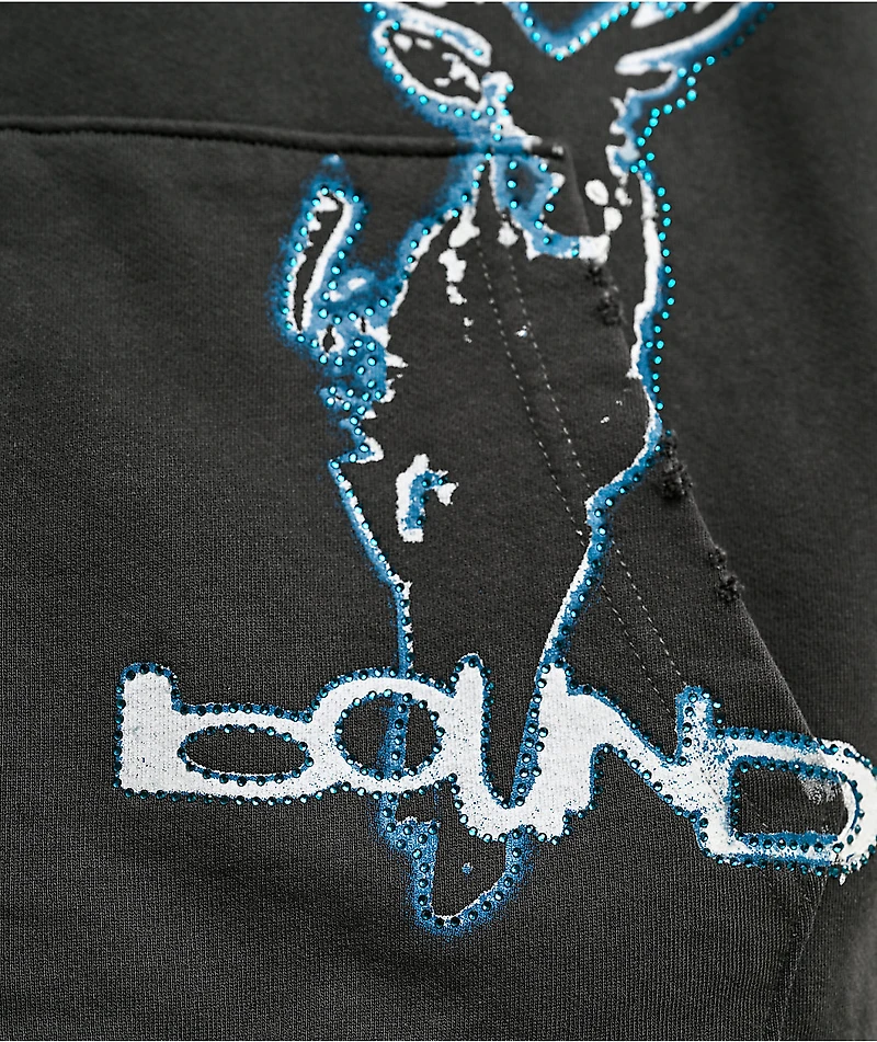 Vitriol Shadowlands Black Wash Crop Zip Hoodie