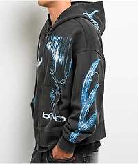 Vitriol Shadowlands Black Wash Crop Zip Hoodie
