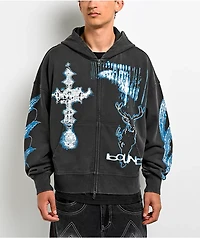 Vitriol Shadowlands Black Wash Crop Zip Hoodie