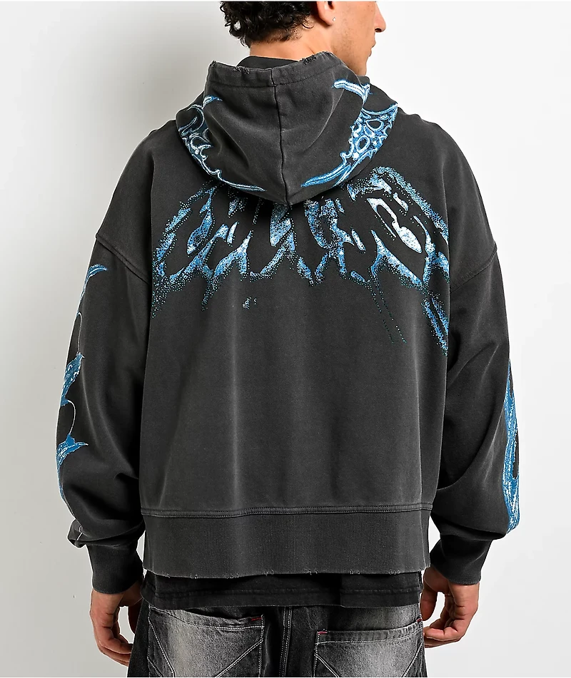 Vitriol Shadowlands Black Wash Crop Zip Hoodie