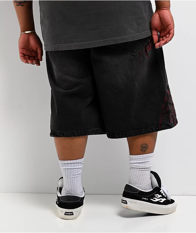 Vitriol Siphon Black Wash Ultra Wide Shorts