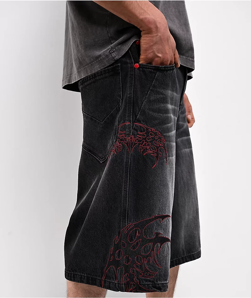 Vitriol Siphon Black Wash Ultra Wide Shorts