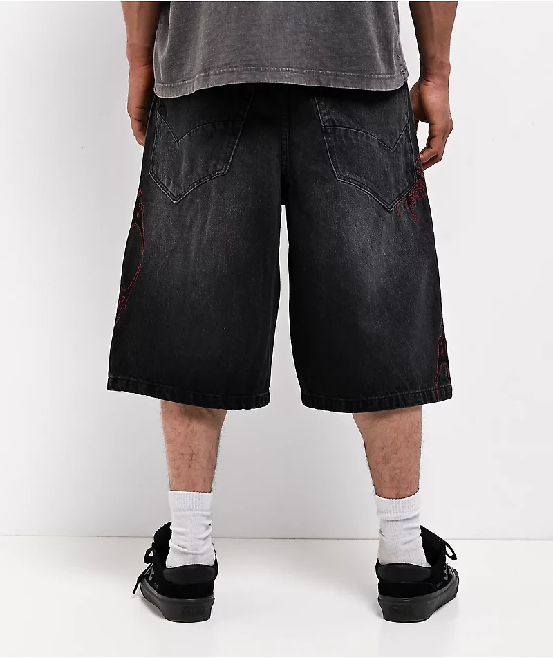 Vitriol Siphon Black Wash Ultra Wide Shorts