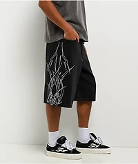 Vitriol Siphon Cyber Black Wash Ultra Wide Shorts